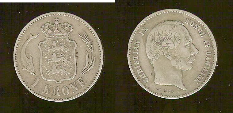 DANEMARK 1 kroner Christian IX 1875 TTB